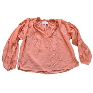 Cleobella Women's Pink Long Sleeve Ruffle Neck Peasant Blouse Top - Size‎ S